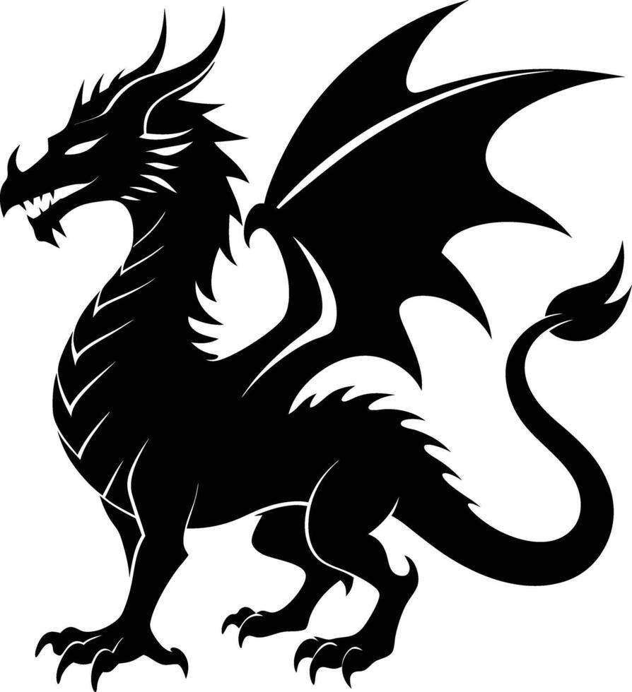 Standing Dragon Bold Outline vector