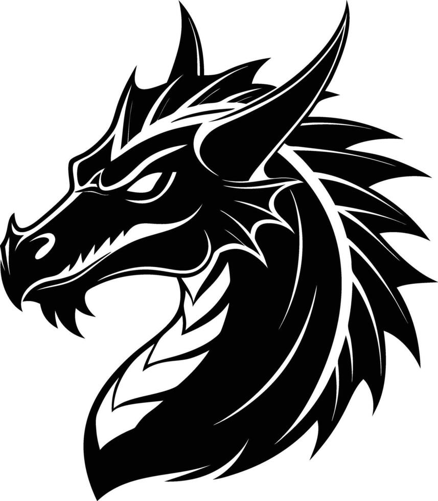 Tribal Dragon Head with Fierce Expression vector