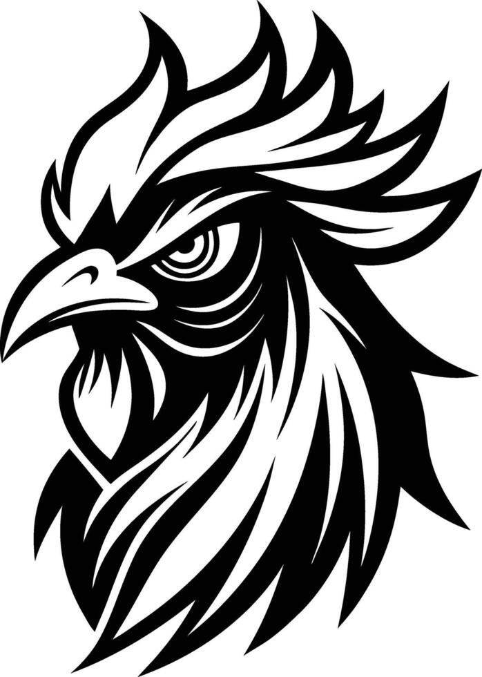 Rooster Head Tribal Fusion vector
