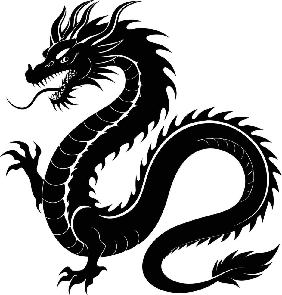 Sleek Chinese Dragon Design vector