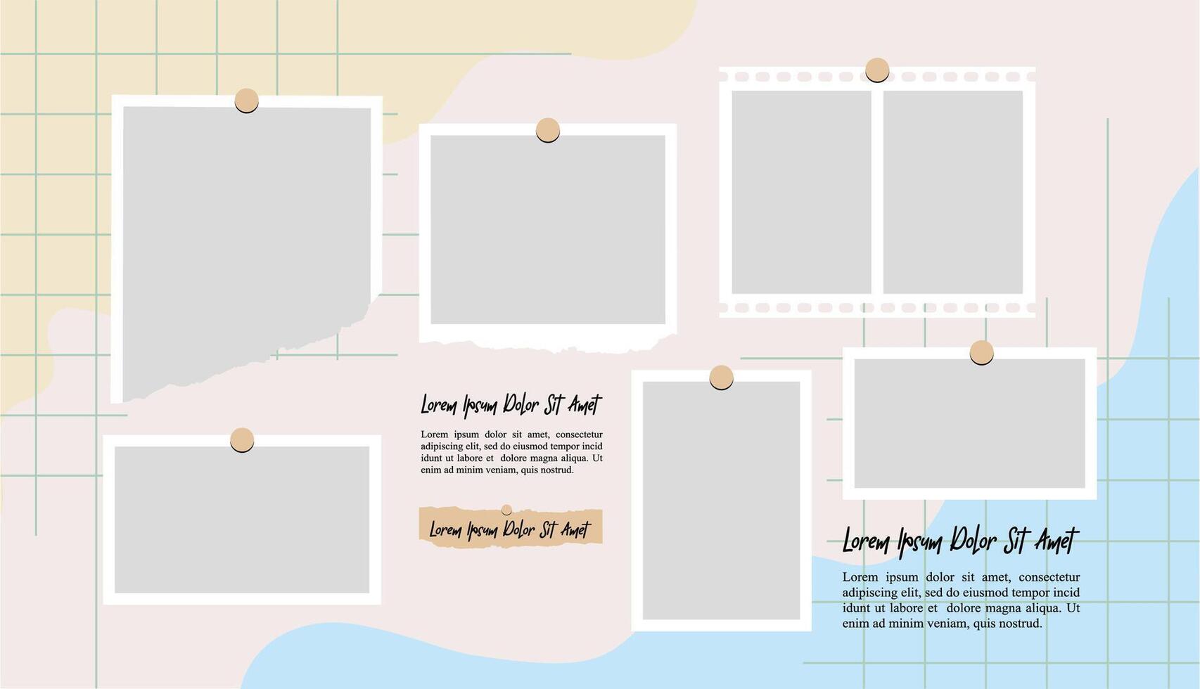 Collage grid photo effect template design vector