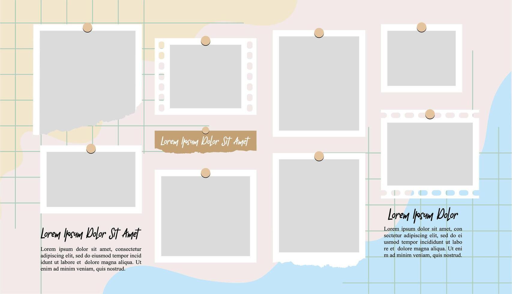 photos frame collage and digital photo wall vector