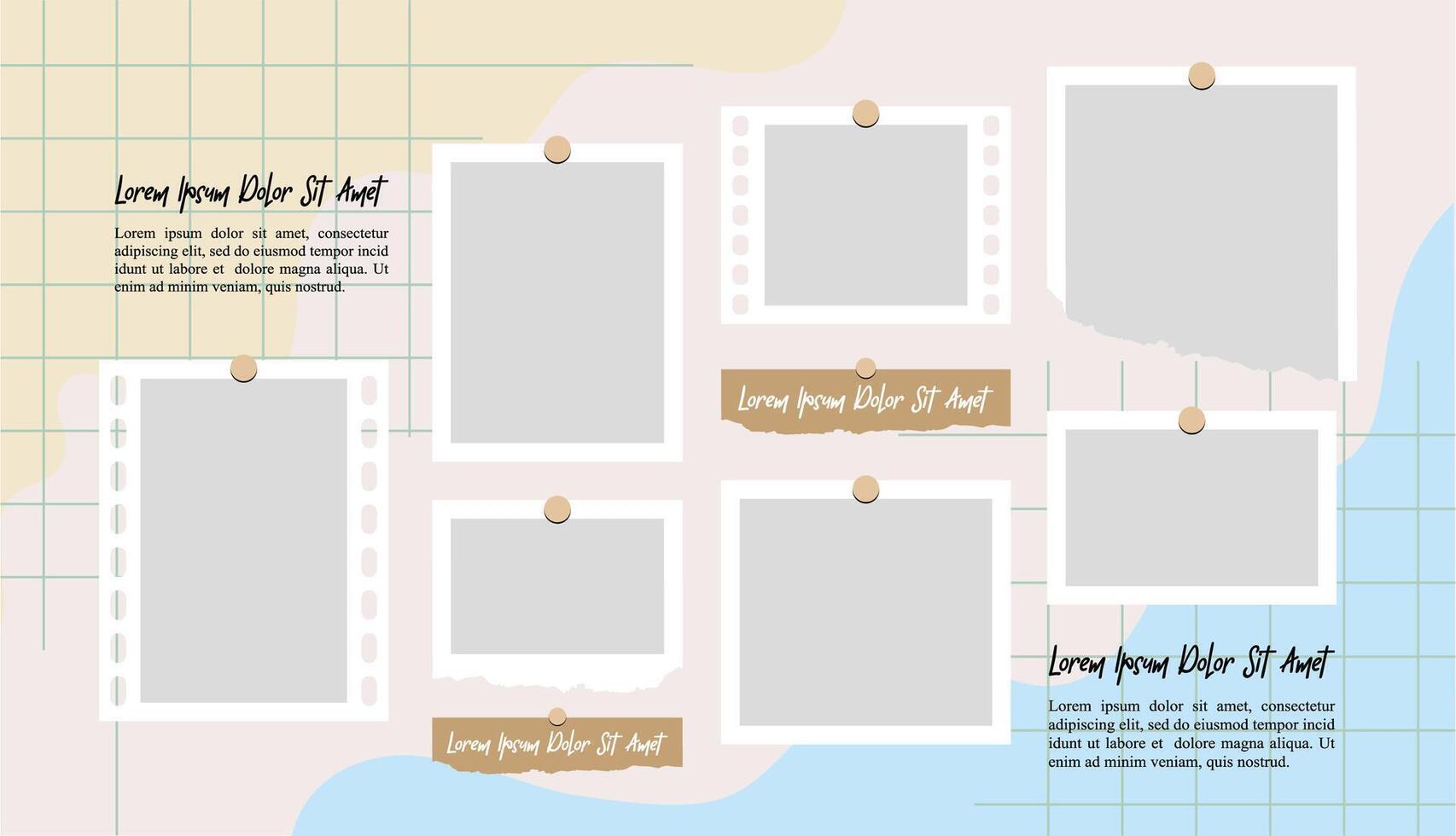 Blank collage frame template for photos and images vector