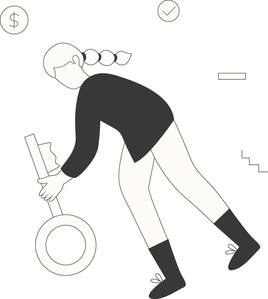 Startup Entrepreneur Character with Magnifying Glass vector