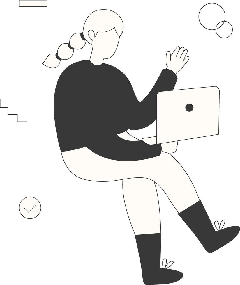 Startup Entrepreneur Character with Laptop Carrying vector