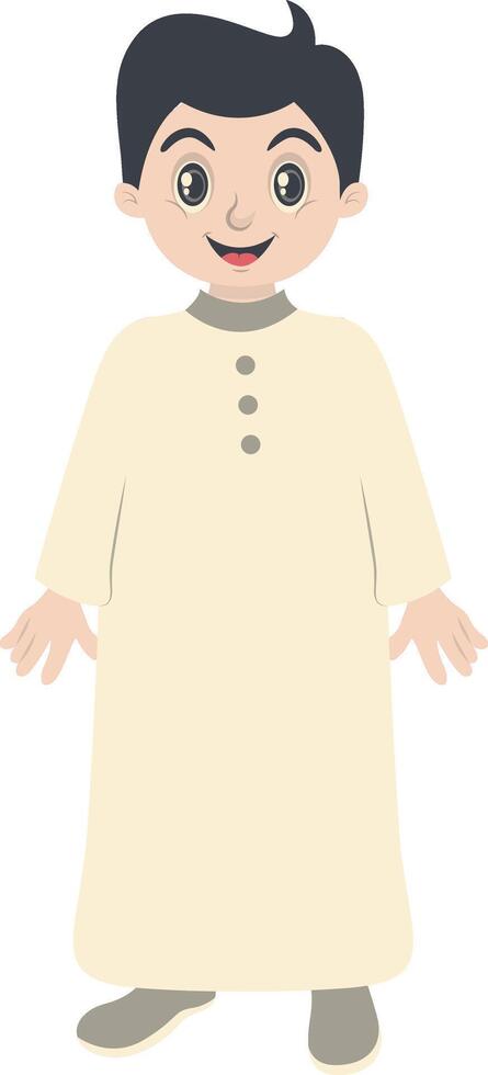 Child muslim illustration with beige clothes vector