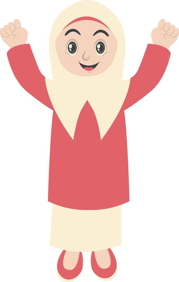 Happy Little Girl Muslim with Hijab vector