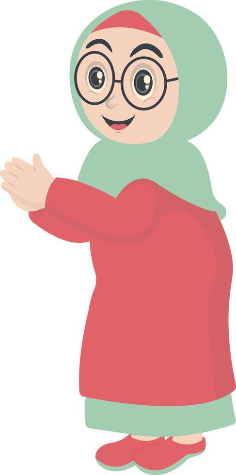 Cute Little Girl Muslim with Green Veil vector