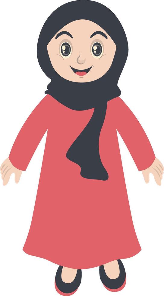 Excited Muslim Illustration with Red Clothes vector