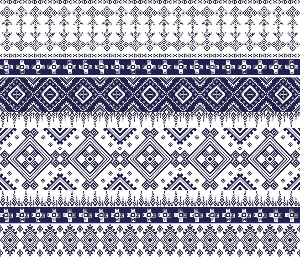 seamless ethnic pattern with blue and white design vector