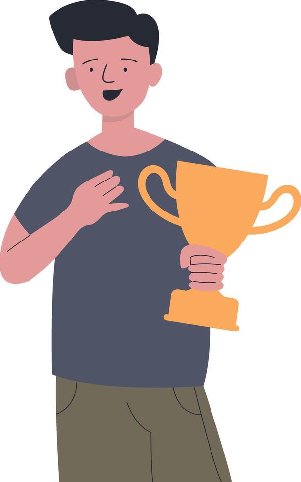 Male Winner in Cheerful Expression vector
