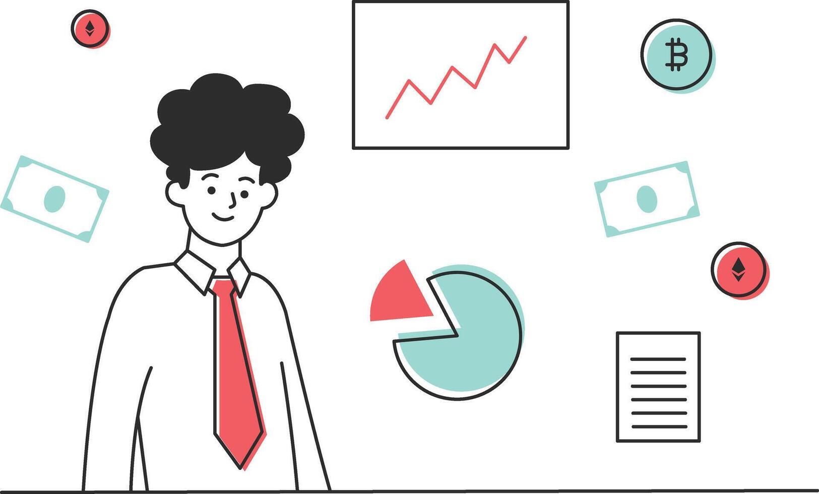 Hand Drawn Men Finance Illustration vector