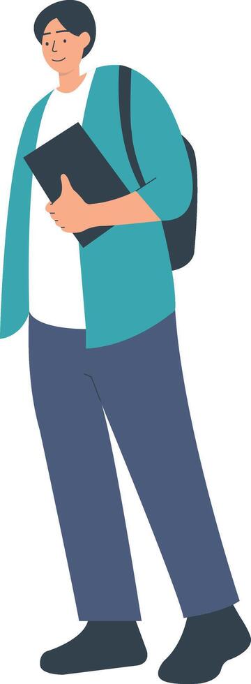 Illustration of Male Student Holding a Book vector
