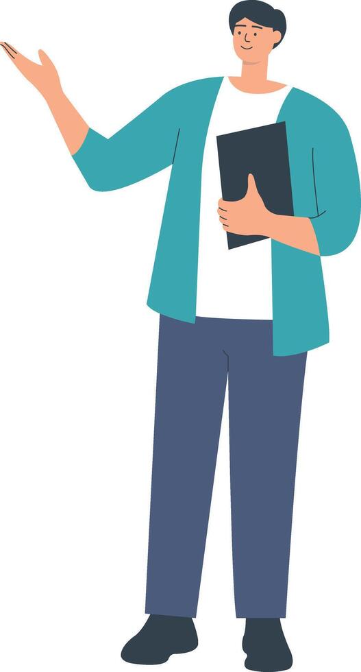 Illustration of Male Student Holding a Book vector