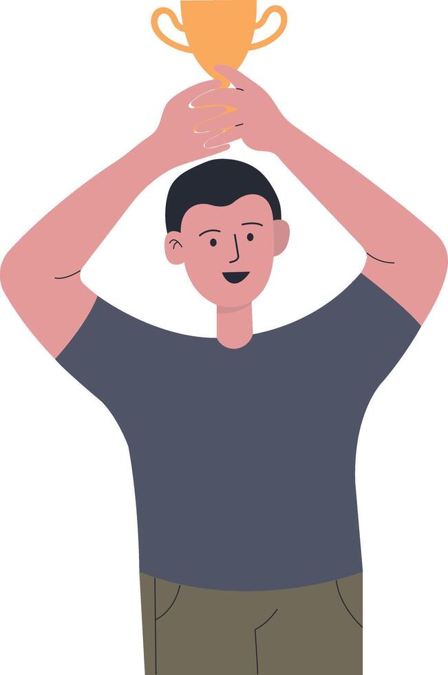 Male Winner in Cheerful Expression vector