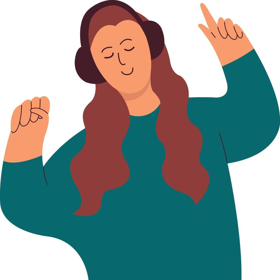 Girl Listening Music Illustration with Cheerful Expression vector