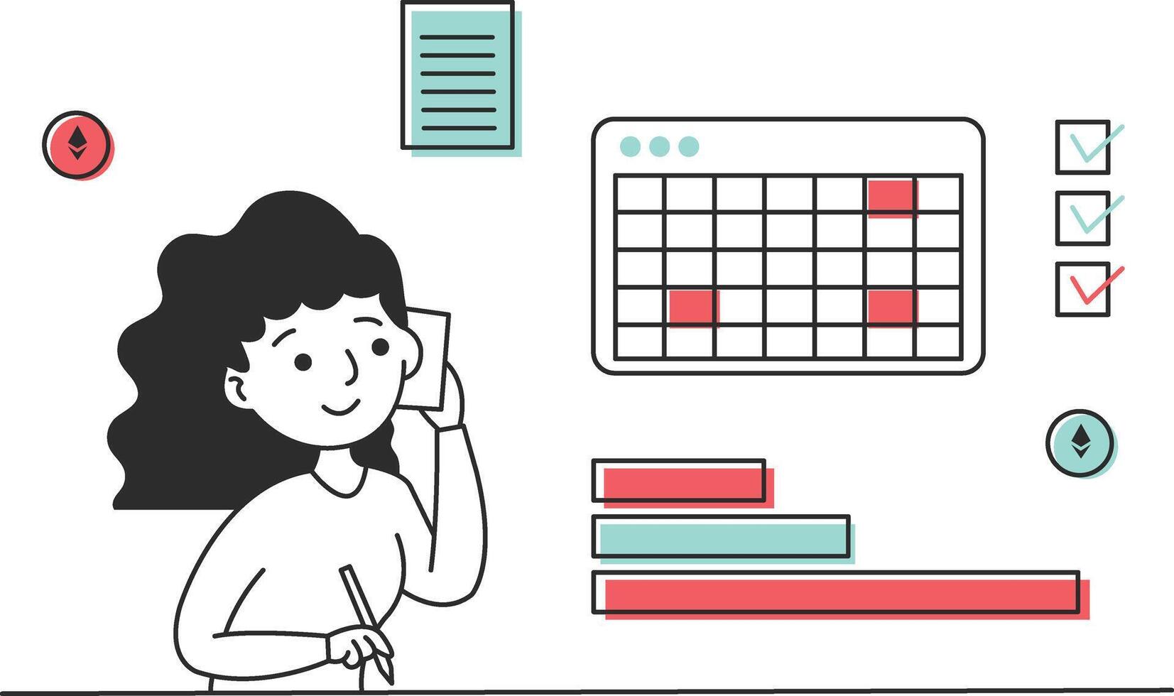 Hand Drawn Woman Business Finance Illustration vector