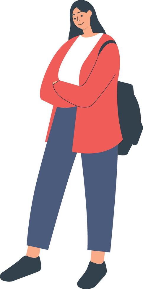 Illustration of Female Student Carrying a Bag vector
