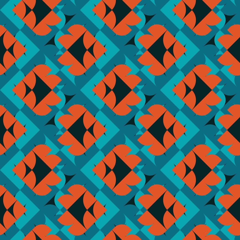 Blue and Orange Fish Repeat Pattern vector