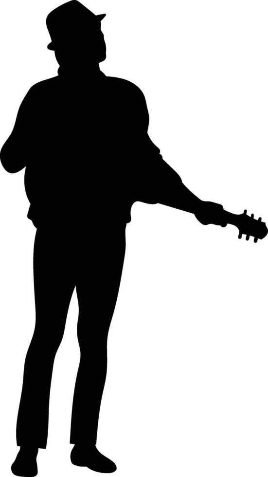 Black Silhouette of Male Guitarist vector
