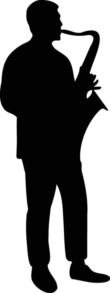 Man Saxophone Player Silhouette on White Background vector