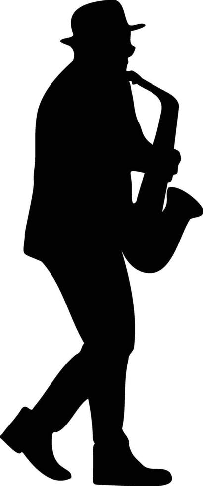 Man Saxophone Player Silhouette on White Background vector