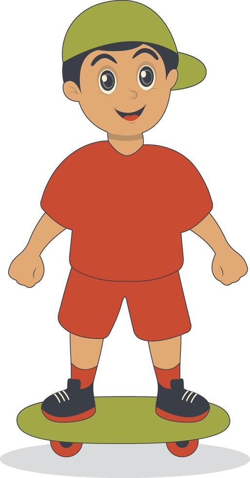 Child Playing Skateboard on Park vector