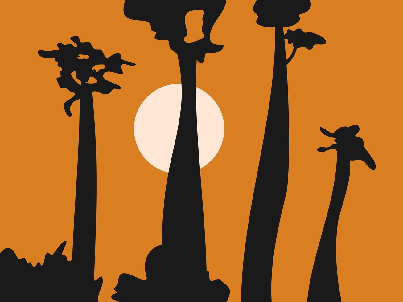 silhouette of natural scenery flat illustration vector