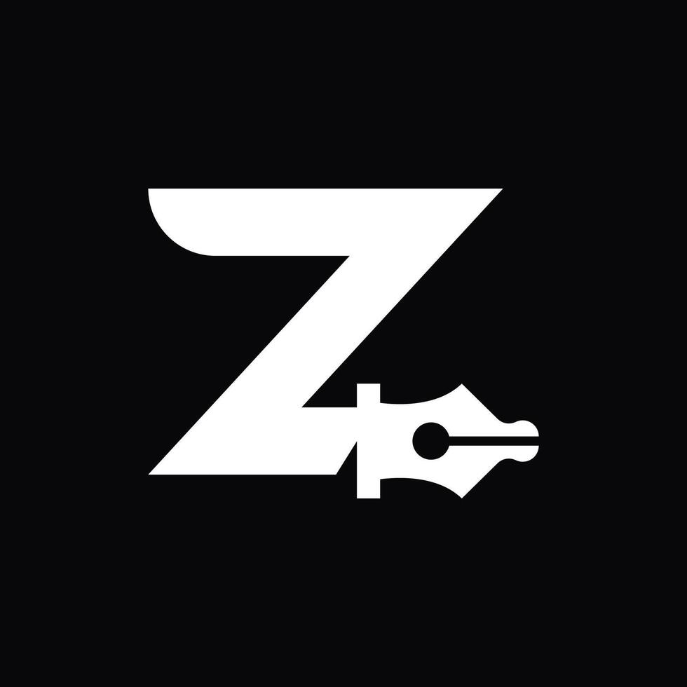 simple logo of letter Z with pen vector