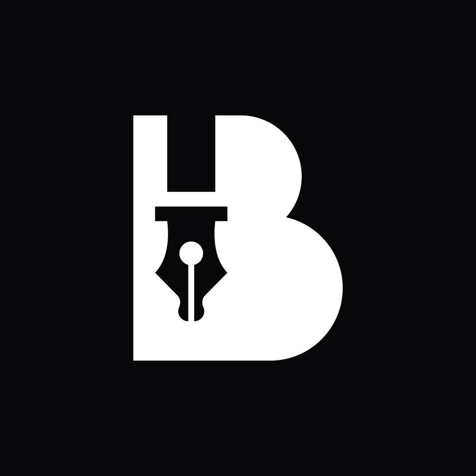 simple logo of letter B with pen vector