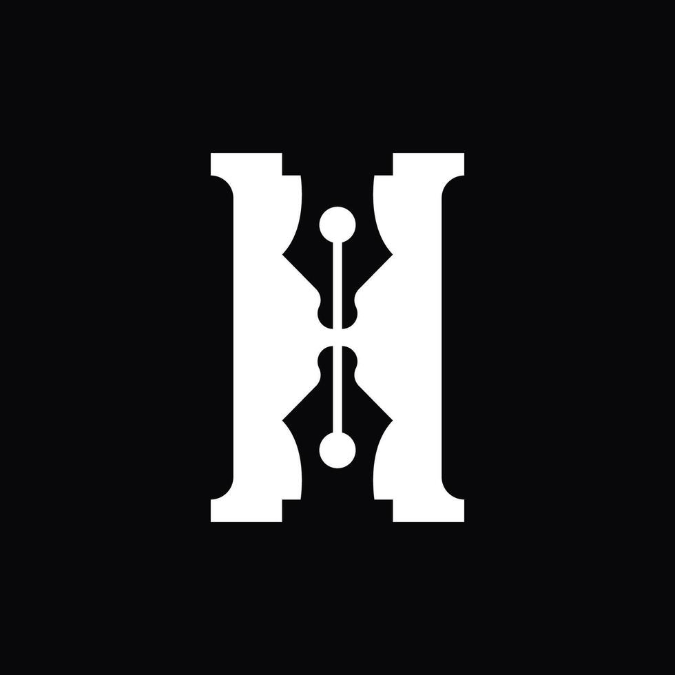 simple logo of letter H with pen vector