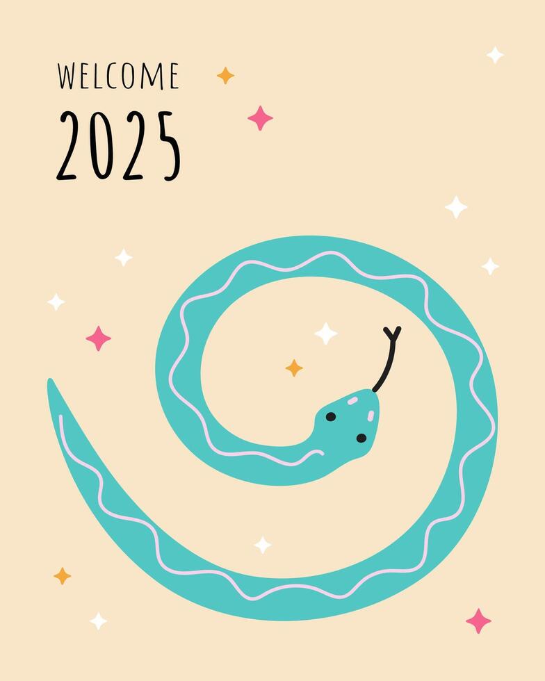 Funny snake animal greeting card vector