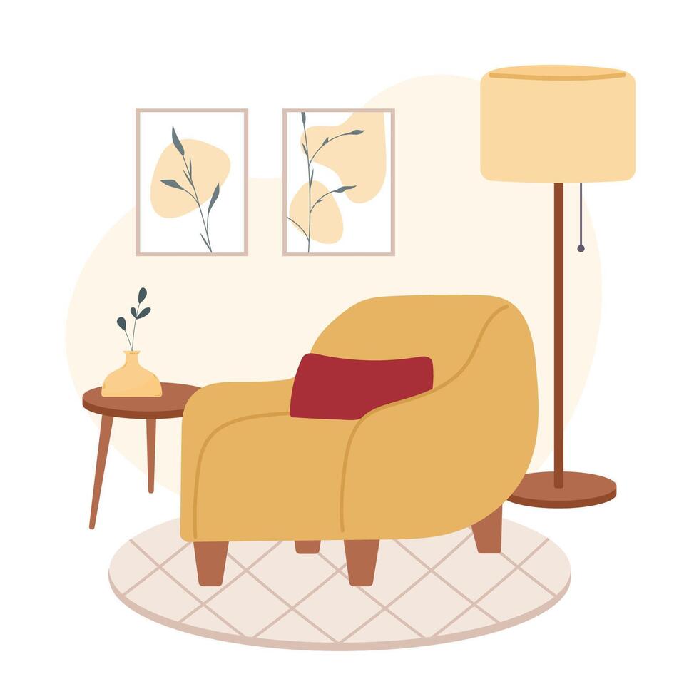 Modern living room in trendy Scandinavian style vector