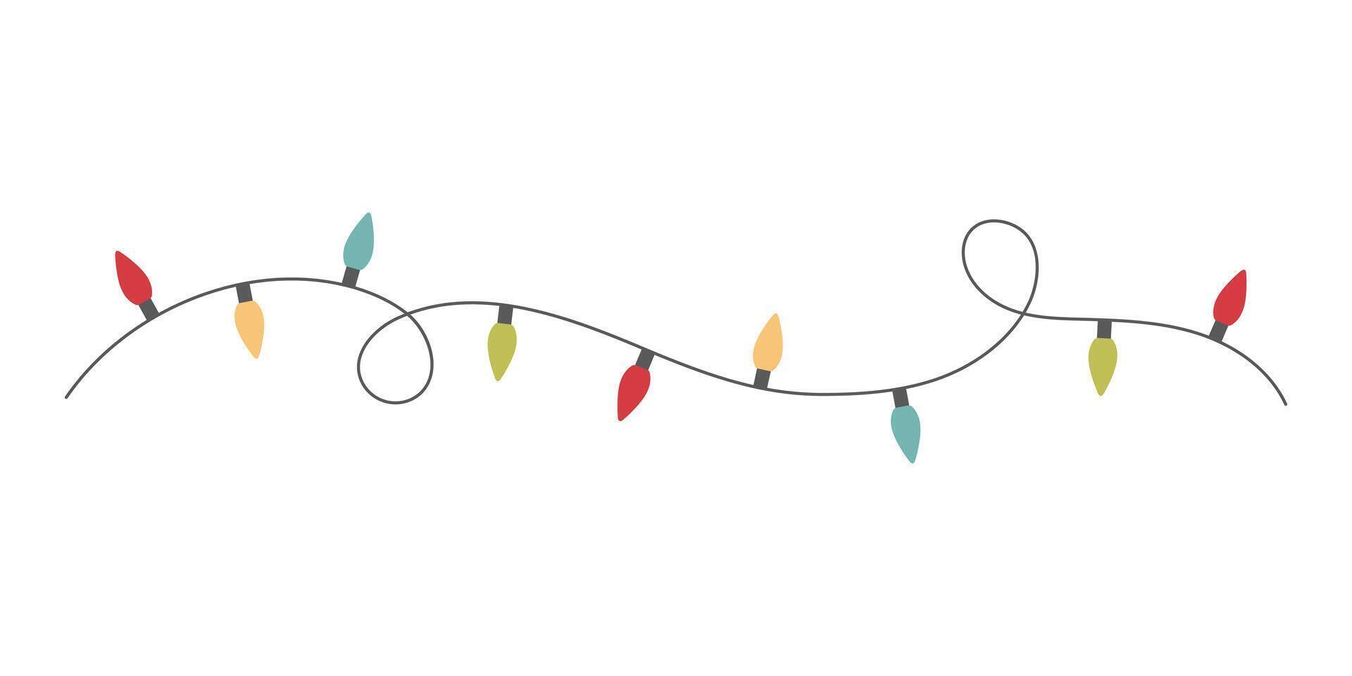 Christmas garland with colourful light bulbs vector