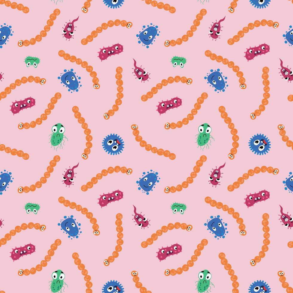Seamless pattern with bacteria. Design for fabric, textile, wallpaper, packaging vector