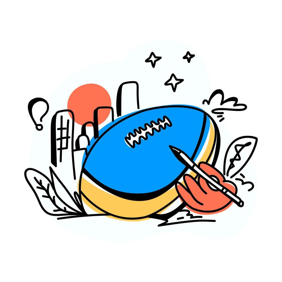 Minimalist Super Bowl line art graphic, designed for sports branding, merchandise, and promotional materials vector