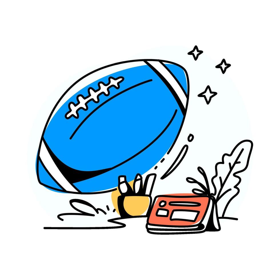 Modern line art illustration of the Super Bowl, ideal for advertising campaigns, social media graphics, and sports vector