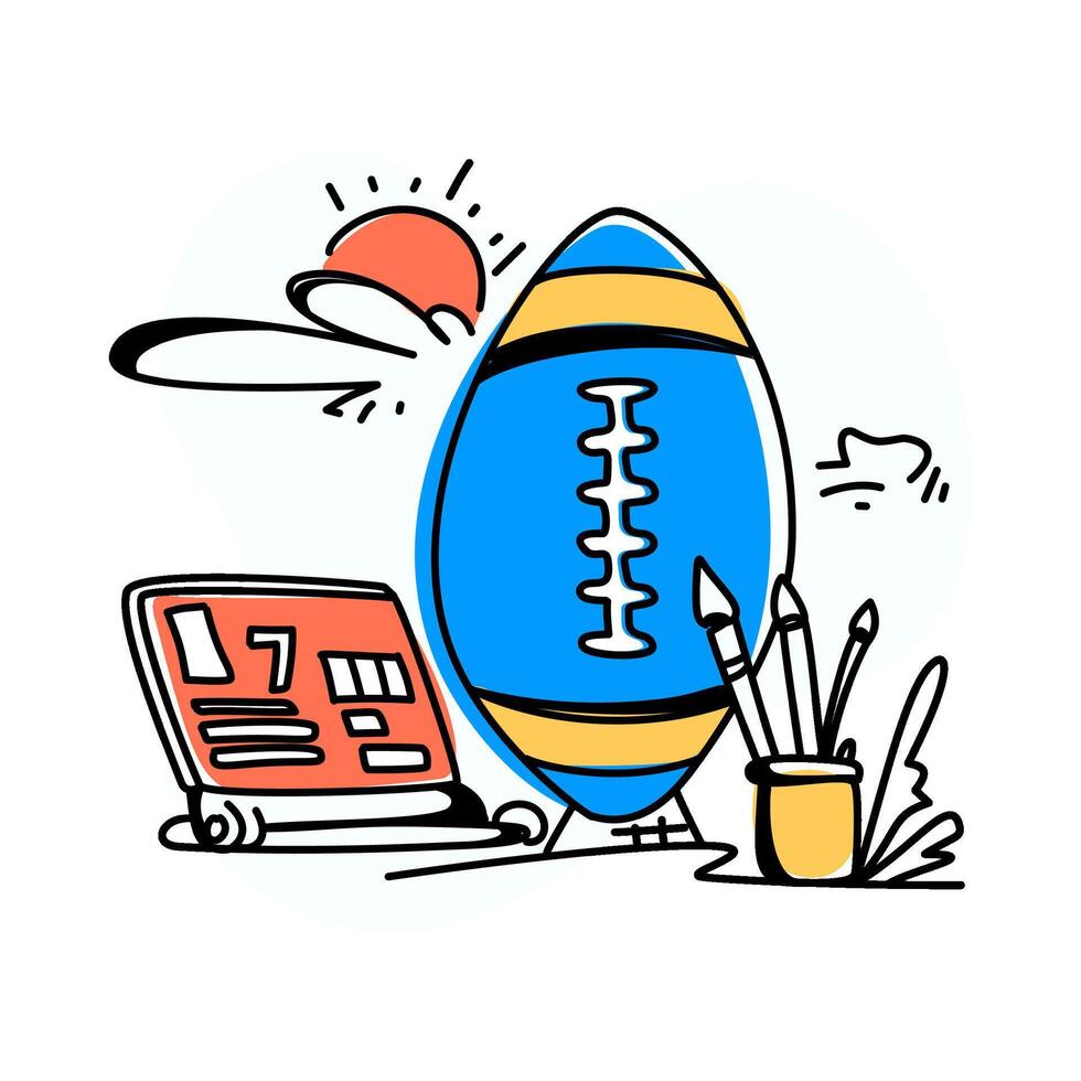 Modern line art illustration of the Super Bowl, ideal for advertising campaigns, social media graphics, and sports vector