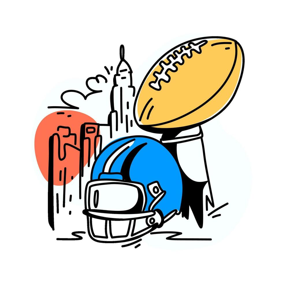 Simple yet bold Super Bowl line art design, perfect for sports enthusiasts, event promotions, and football vector