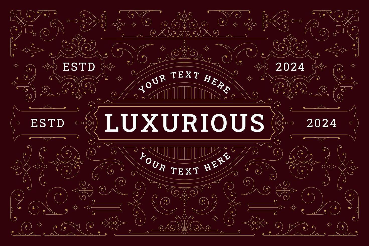 Classic luxury vintage Victorian filigree ornament design element set illustration vector