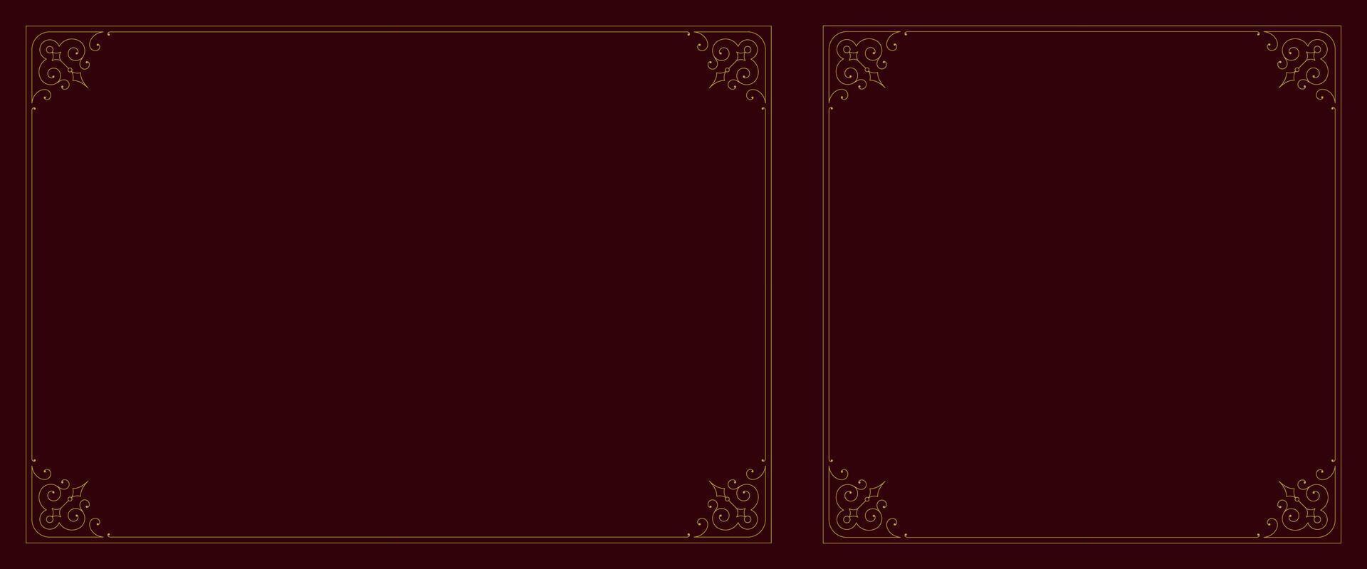 Elegant classical golden swirl ornament frame border with corner set illustration vector