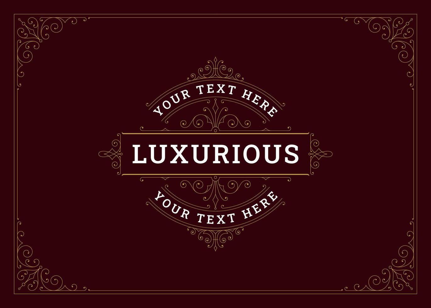 Vintage luxury classic elegant swirl ornate golden greeting card design template illustration vector