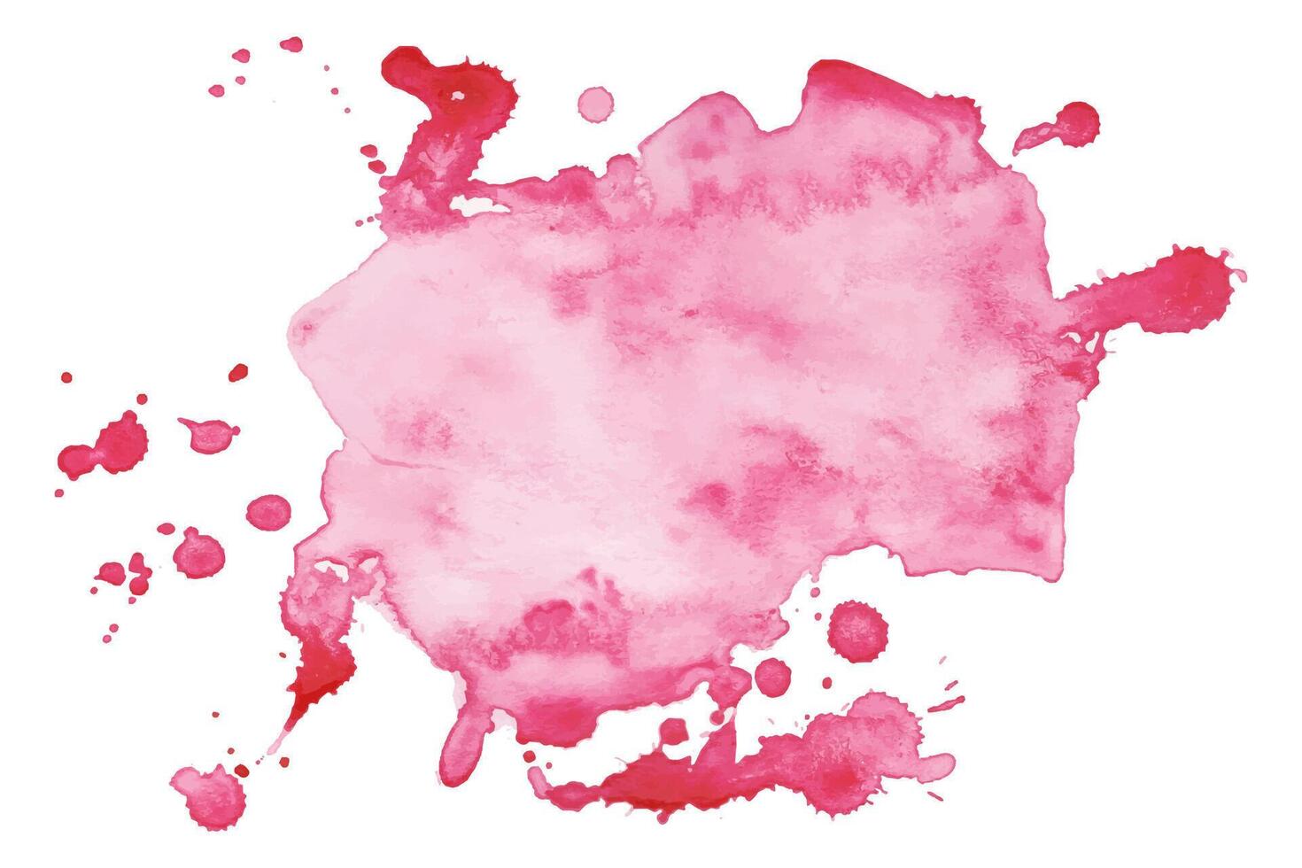 Pink Abstract Watercolor Splatter Isolated on White Background. Hand painted aquarelle splash with drops stains vector