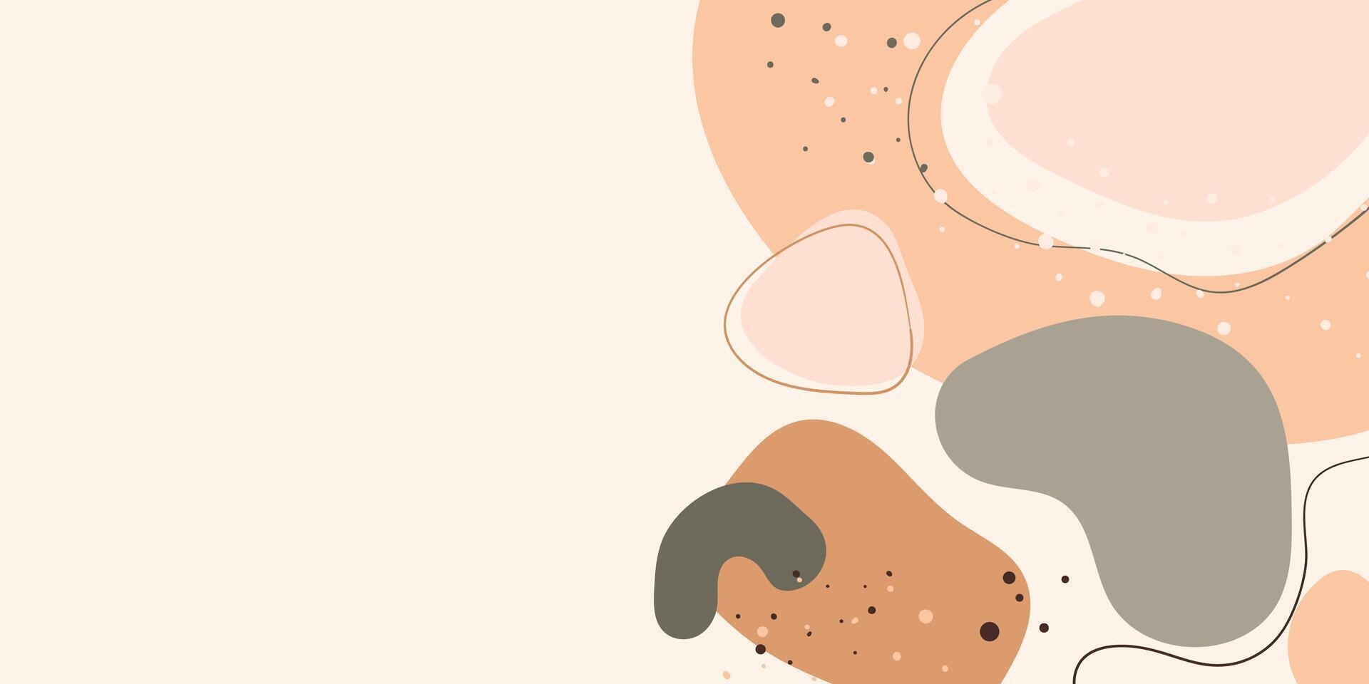 Modern style banner with organic shapes in earth tones. Nature trendy minimal background for prints, banner, presentation, poster, wall art vector