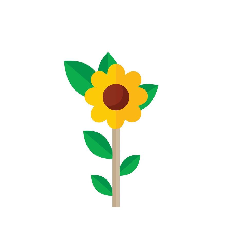 A sunflower with leaves on a stem vector