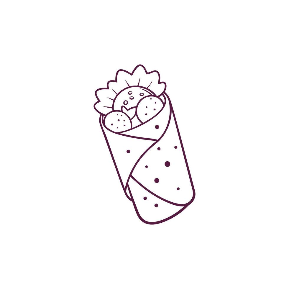 Burrito with strawberries and cream, line icon vector