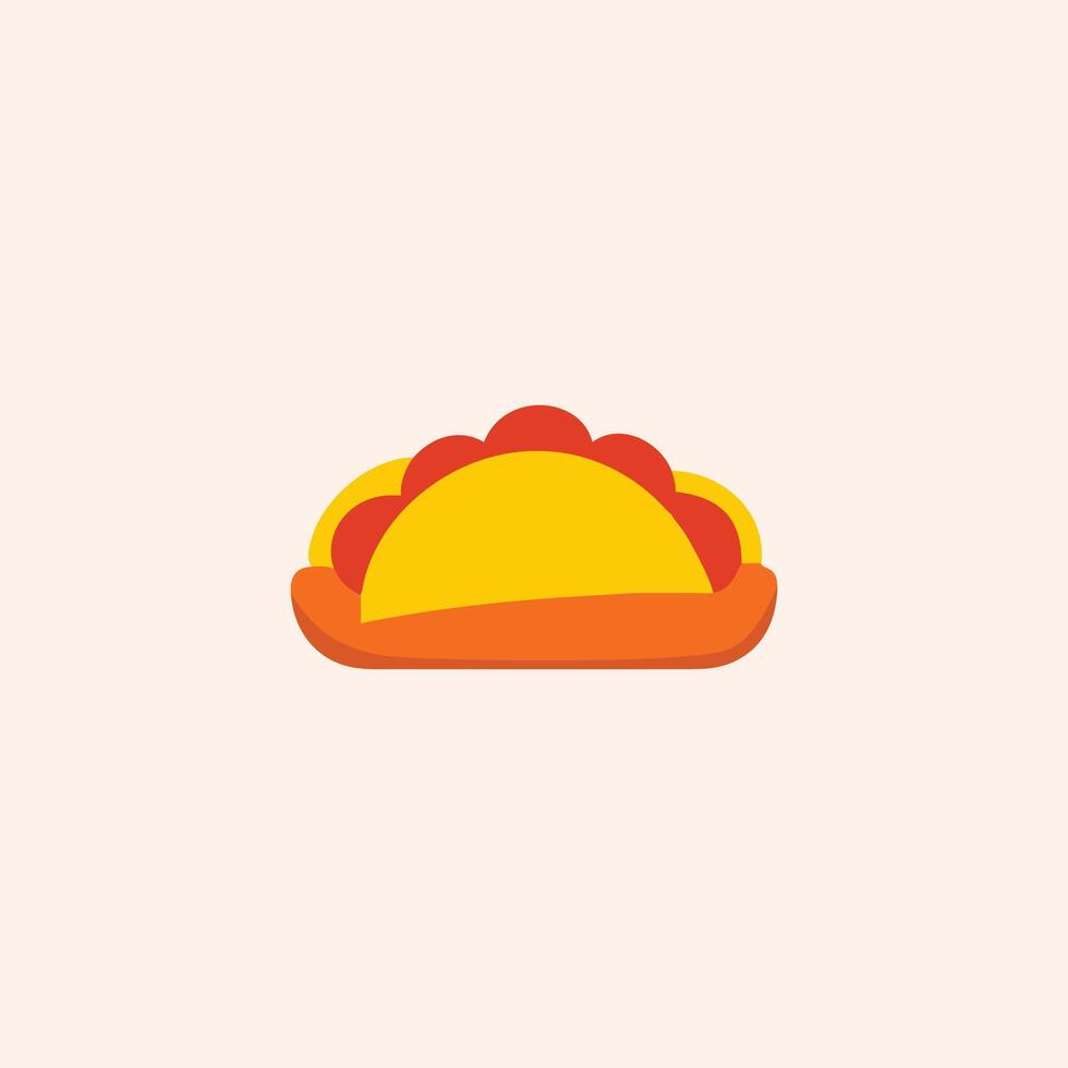 A taco is shown in a flat design vector