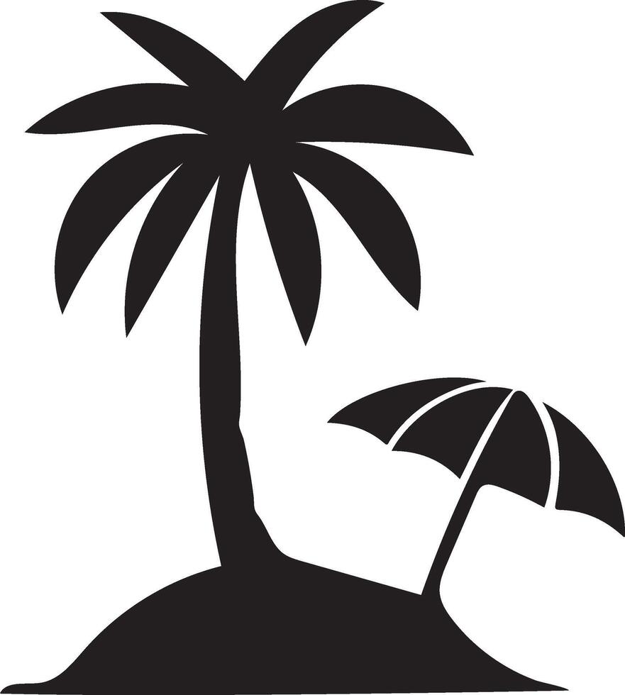 Silhouette of beach monochrome icon with palm tree vector