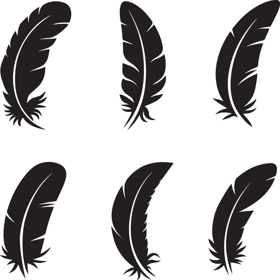 Feather art icon silhouette design vector