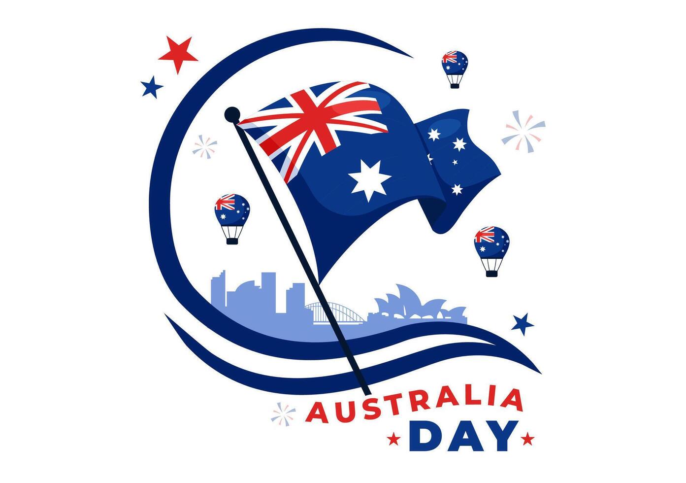 26 January Australia Day Celebration with Map, Flag, and Festive Design vector